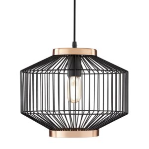 Pendente em Metal Preto e Cobre - 34cm