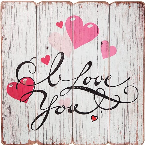 Placa Decorativa de Madeira 40x40 - Love You