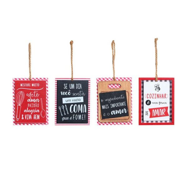 Enfeite p/ Pendurar Plaquinhas de Cozinha - 4pcs