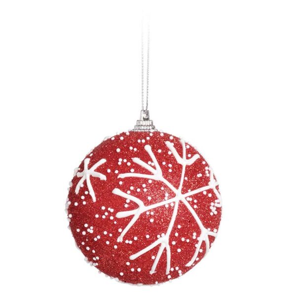 Bola Flocos de Neve VRM/BCO 10cm - 4pcs