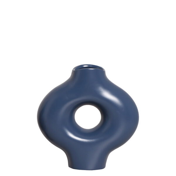 Vaso em Cerâmica Azul Petróleo Fosco - 26,5cm