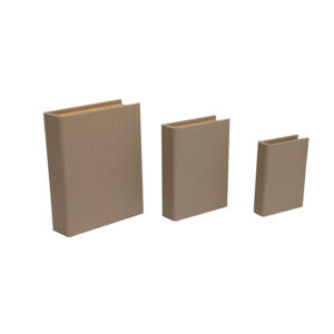 Livro Caixa Revestido em Couro Sintético Tramado Cinza - 3pcs
