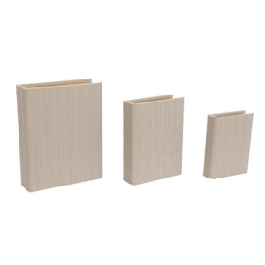 Livro Caixa Revestido em Couro Sintético Tramado Branco - 3pcs