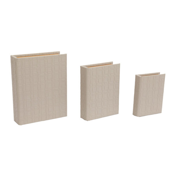 Livro Caixa Revestido em Couro Sintético Tramado Branco - 3pcs