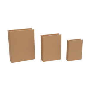 Livro Caixa Revestido em Couro Sintético Bege - 3pcs