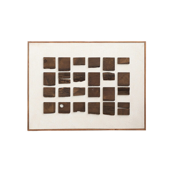 Quadro com Textura Branca e Madeira Rústica - 80x60