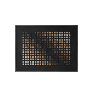 Quadro com Textura Preto Degradê e Madeira Rústica - 80x60