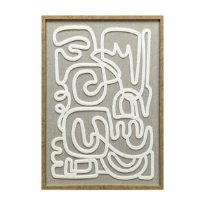 Quadro em Linho e Detalhe 3D Cinza e Branco - 60x45