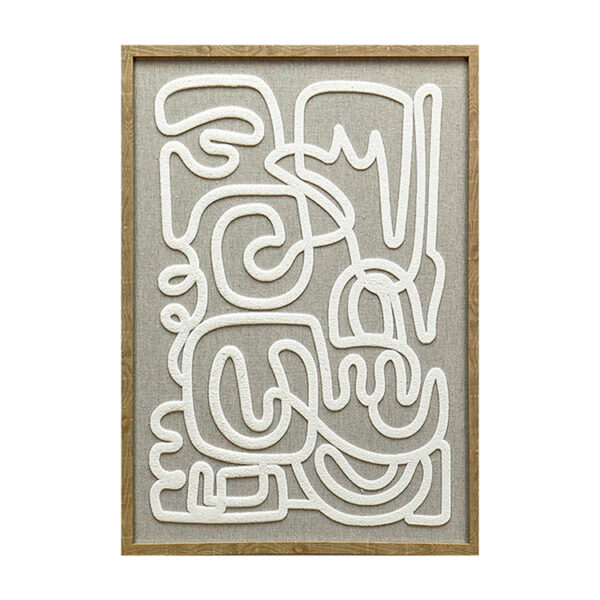 Quadro em Linho e Detalhe 3D Cinza e Branco - 60x45