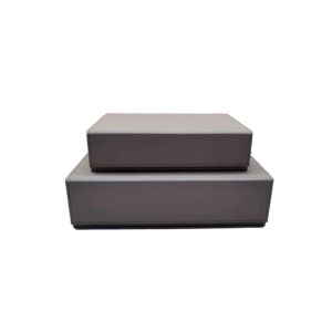 Kit c/2 Caixas Decorativas Retangulares em MDF Revestida em Couro Sintético Cinza