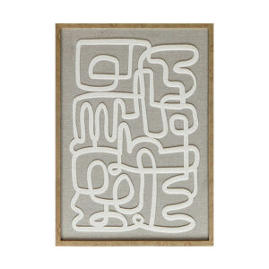 Quadro em Linho e Detalhe 3D Cinza e Branco - 60x45