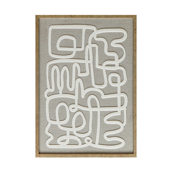 Quadro em Linho e Detalhe 3D Cinza e Branco - 60x45