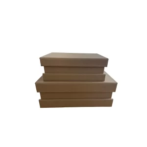 Kit c/2 Caixas Decorativas Retangulares MDF Revestida em Couro Sintético Marrom