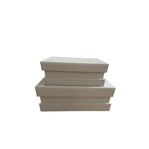 Kit c/2 Caixas Decorativas Retangulares MDF Revestida em Couro Sintético Cinza