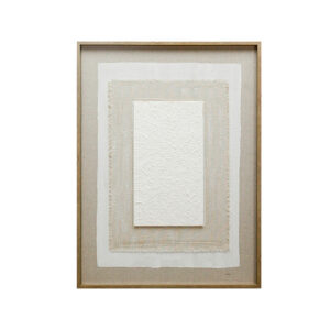 Quadro em Linho e Detalhe 3D Bege e Branco - 80x60