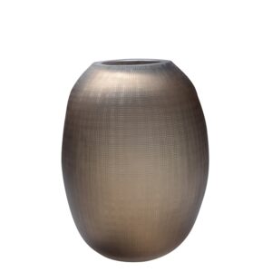 Vaso em Vidro com Textura Marrom - 19,5x15