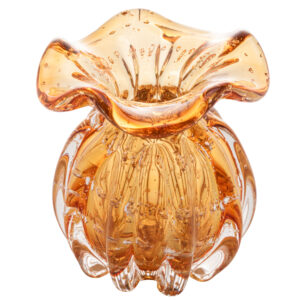 Vaso Italy em Vidro Âmbar e Dourado - 10x11