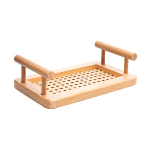 Bandeja em Bambu com Alça e Fundo em Treliça - 25x15 cm