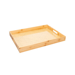 Bandeja em Bambu com Alça e Fundo em Treliça - 48x35