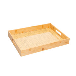 Bandeja em Bambu com Alça e Fundo em Treliça - 39x29