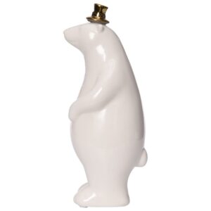 Escultura em Cerâmica Urso em Pé com Chapéu - 20cm