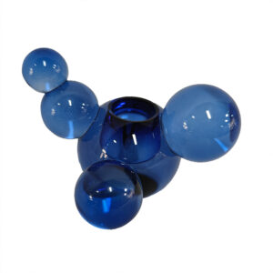 Castiçal Bolas em Vidro Azul