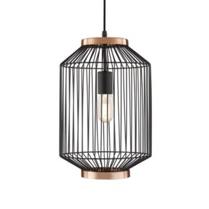 Pendente em Metal Preto e Cobre - 43x27