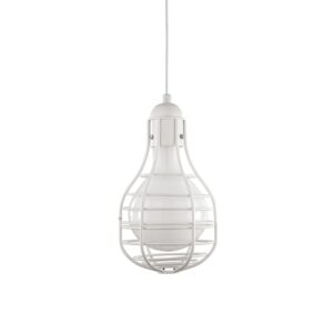 Pendente em Metal Branco com Vidro Interno