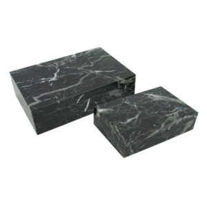 Caixa Marmorizada de Madeira Preta - 2pcs