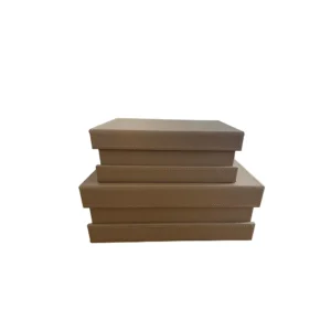 Kit c/2 Caixas Decorativas Retangulares MDF Revestida em Couro Sintético Marrom
