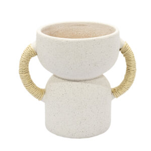 Vaso em Cerâmica Branca com Barbante - 14x15