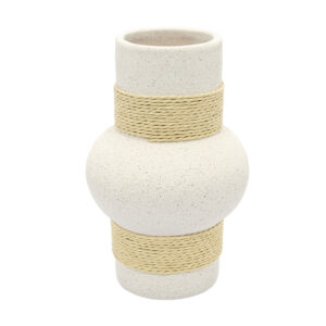 Vaso em Cerâmica Branca com Barbante - 19x13