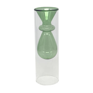 Vaso em Vidro Duplo Transparente e Verde