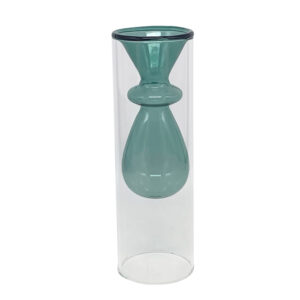 Vaso em Vidro Duplo Transparente e Azul