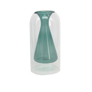 Vaso em Vidro Duplo Transparente e Azul