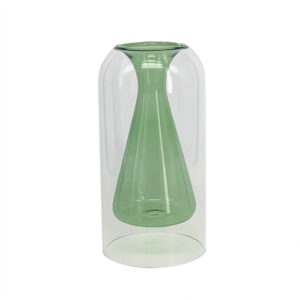 Vaso em Vidro Duplo Transparente e Verde