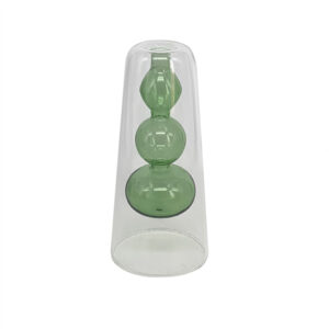 Vaso de Vidro Duplo Transparente e Verde