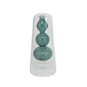 Vaso de Vidro Duplo Transparente e Azul