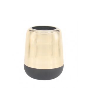 Vaso De Vidro Metalizado Dourado E Preto - 15Cm