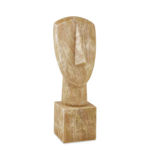 Escultura Face em Poliresina Bege - 42cm