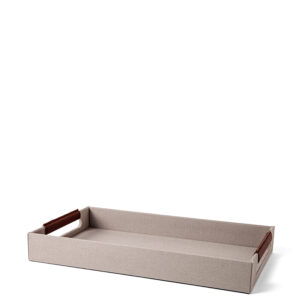 Bandeja em MDF com Revestimento em Linho Cinza - 40cm
