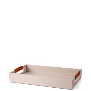 Bandeja em MDF com Revestimento em Linho Off White - 34cm