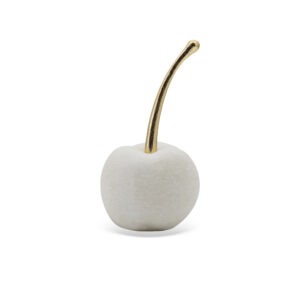 Maçã Decorativa em Resina Branca com Detalhe Dourado