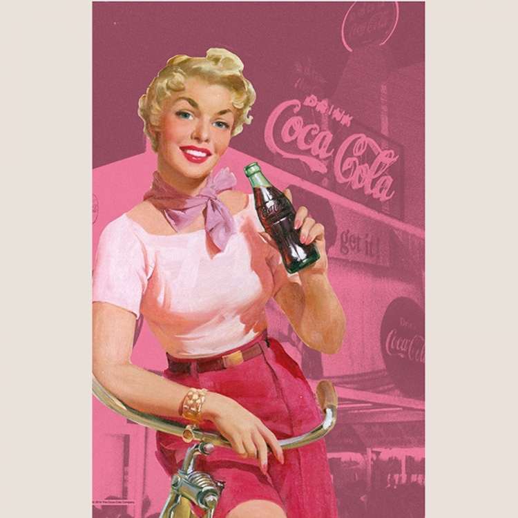 Pano De Prato Coca-Cola Pin Up With Bike