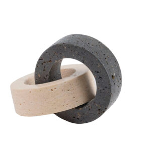 Peça Decorativa em Pedra - Elo Creme e Preto