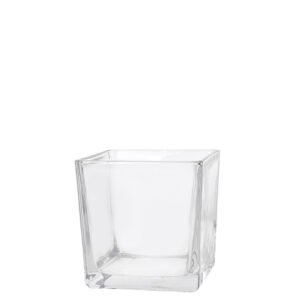 Vaso de Vidro Transparente Quadrado - 8cm